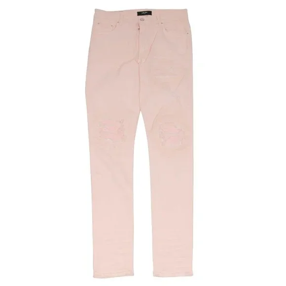 【MODIMOOD】Non-Fade Pink Heart Point White Denim ★S/M/L MODIMOOD】Non-Fade Pink Heart Point White Denim ☆S/M/L